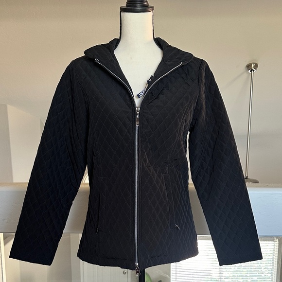 VANTAGE Quilted Hooded Zip Front Women's Jacket - Black - Picture 2 of 6